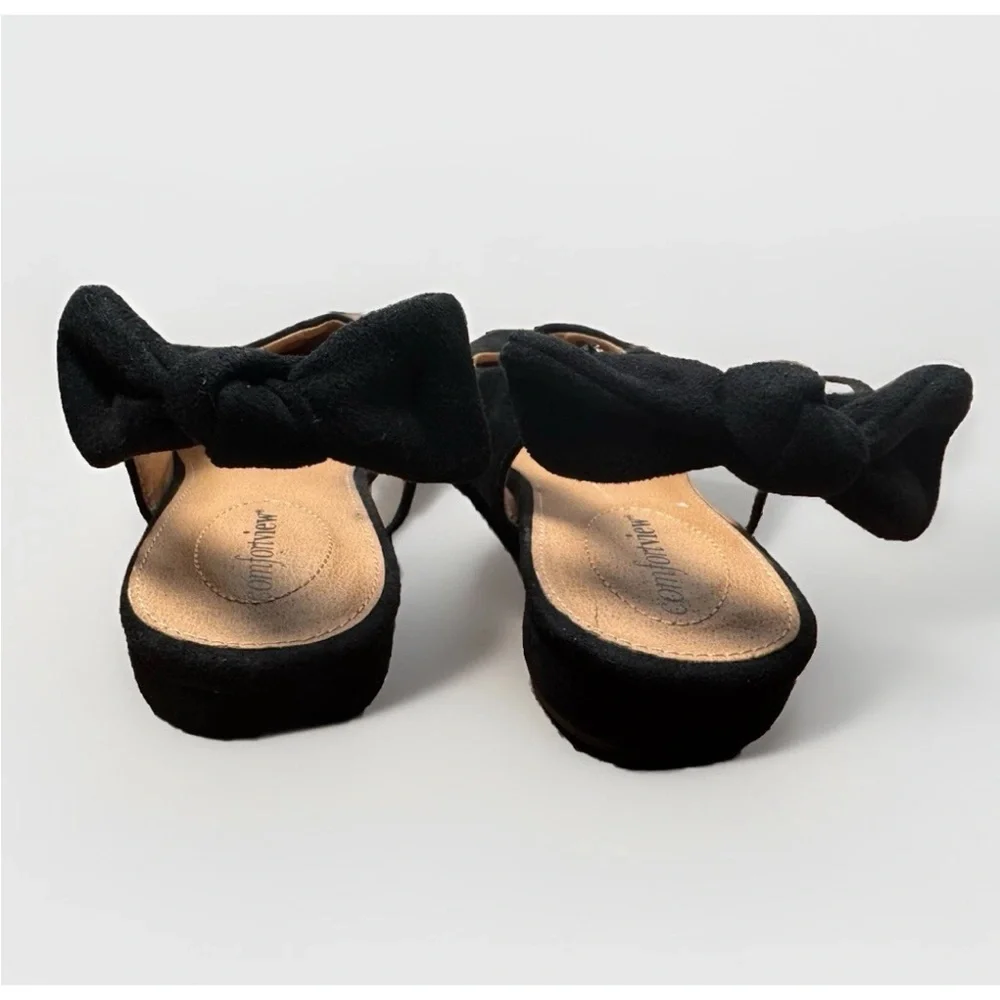 comfortview Black Bow Back Slingback Flats